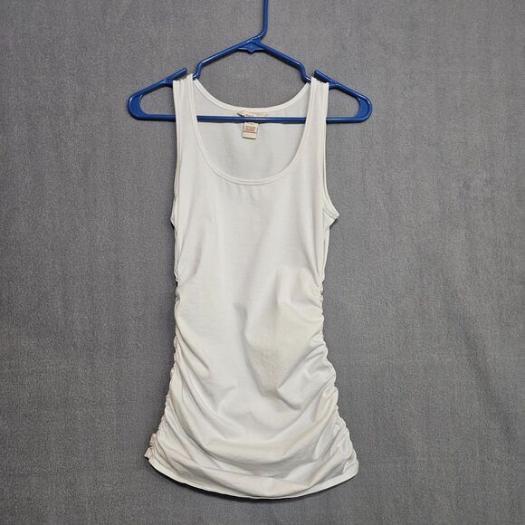 Sundance White Gentle Graces Ruched Sides Tunic Legnth Tank Top Small Casual - Picture 3 of 5